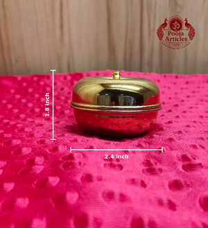 Brass Apple Kumkum Box 1.8 Inch