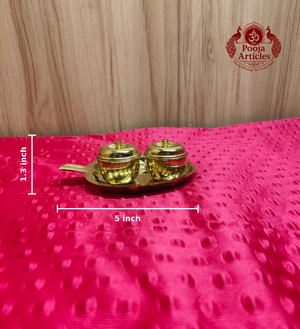 Brass Apple Shaped Haldi Kumkum Box 1.3 Inch - measurement view