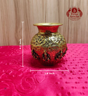 Brass Ashtalakshmi Kalash 4.2 Inch