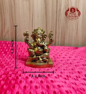 Brass Ganesha Idol with Prabha Halo 3.8 Inch
