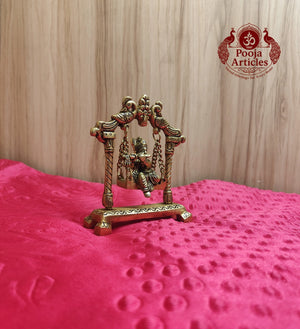 Brass Lord Krishna on Swing (Jhula) Idol Statue 4.2 inch