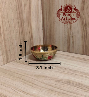 Brass Meenakari Pooja Bowl 3.1 Inch