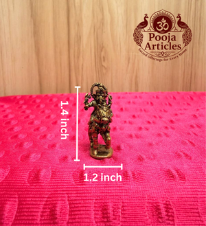 Brass Miniature Ganesha Riding a Horse 1.4 Inch