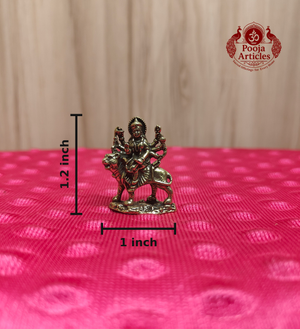Miniature Brass Goddess Durga Idol - Dimensions View