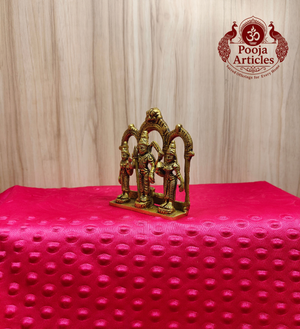 Brass Murugan Valli Deivanai Statue 4.2 Inch