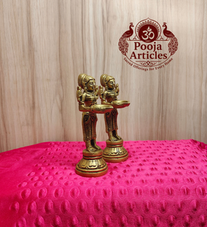 Brass Paavai Vilaku Statue 5.2 Inch (Set of 2)