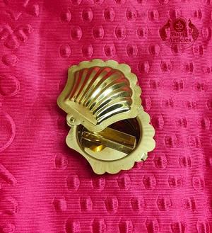 Brass Shell Shape KumKum Box 0.8 Inch