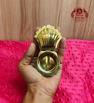 Brass Shell Shape KumKum Box 0.8 Inch