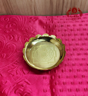 Brass Shree Yantra Lotus Stand 4 Inch