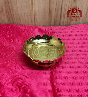 Brass Shree Yantra Lotus Stand 4 Inch
