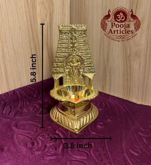 Brass Thiruchendur Murugan Gopuram Vilakku 5.8 Inch
