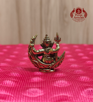 Miniature Brass Chandrama Ganesha Statue 1.2 Inch - Back view