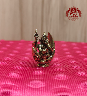 Miniature Brass Chandrama Ganesha Statue 1.2 Inch