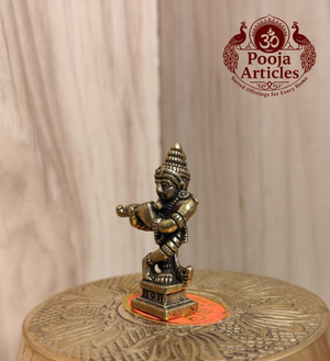 Miniature Brass Krishna Murti 1.6 Inch