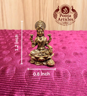 Miniature Brass Lakshmi Statue 1.2 Inch