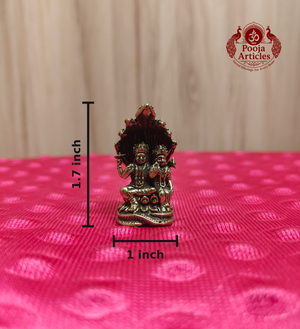 Miniature Brass Lakshmi Vishnu Idol With Sheshnag 1.7 Inch