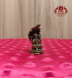 Miniature Brass Lakshmi Vishnu Idol With Sheshnag 1.7 Inch