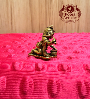 Miniature Brass Matka Krishna Statue 1.1 Inch