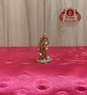 Miniature Brass Murugan Idol with Thiruvachi 1.5 Inch