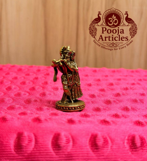 Miniature Brass Radha Krishna Statue 1.5 Inch