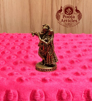 Miniature Brass Radha Krishna Statue 1.5 Inch