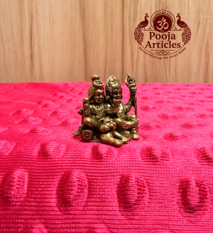 Miniature Brass Shiva Parvathi Statue 1 Inch