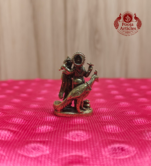 Miniature Brass Vishnu Lakshmi Idol 1.5 Inch