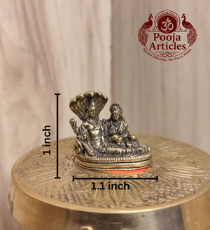 Miniature Brass Vishnu Lakshmi Idol 1 Inch
