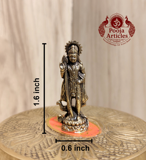 Miniature Brass Murugan Statue 1.6 Inch Pooja Articles
