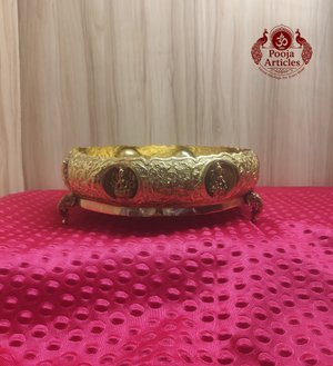 Premium Brass Ashtalakshmi Urli 10 Inch