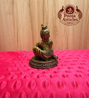 Premium Brass Bal Krishna Statue with Matka 3 Inch