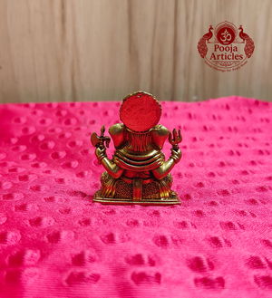 Premium Brass Ganesh with Trishul and Parshu 2 Inch