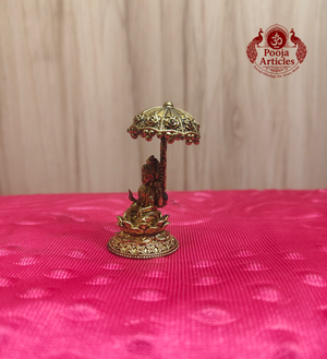 Premium Brass Lakshmi Idol with Umbrella 2.1 Inch