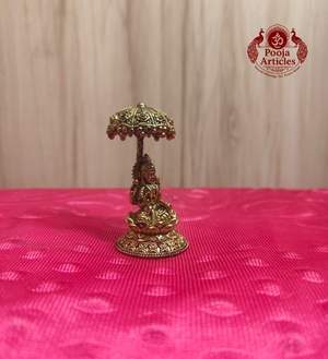 Premium Brass Lakshmi Idol with Umbrella 2.1 Inch