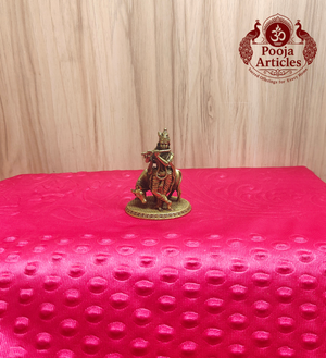 Premium Brass Lord Krishna with Cow Idol 2.8 Inch