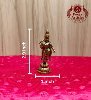 Brass Meenakshi Amman Idol 2.9 Inch - Dimensions 2.9x1 inch