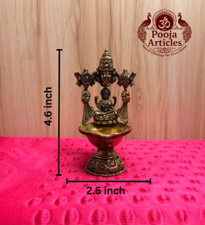Premium Brass Perumal Vilakku with Lakshmi 4.6 Inch