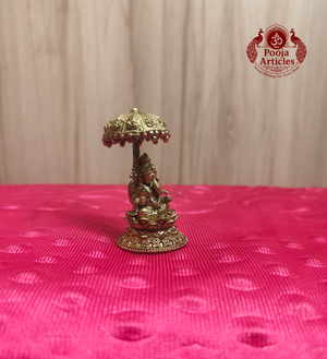 Premium Brass Vinayagar Idol with Umbrella 2.1 Inch