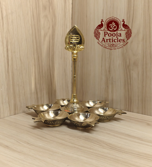 Brass Arumuga Vilakku with Vel 7 Inch