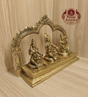 Brass Ayyanar with Poorna & Pushkala Statue 7.6 Inch