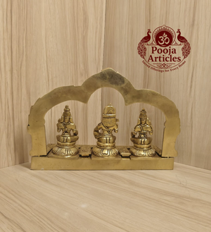 Brass Ayyanar with Poorna & Pushkala Statue 7.6 Inch