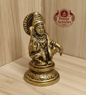 Brass Ayyappan Statue 3 Inch