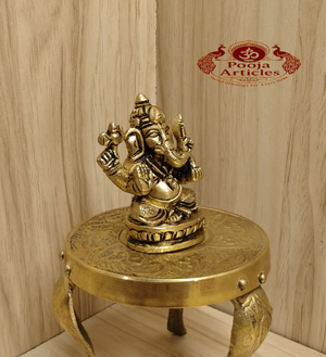 Brass Ganesha Statue 2.1 Inch