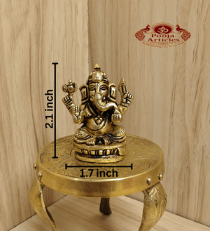 Brass Ganesha Statue 2.1 Inch