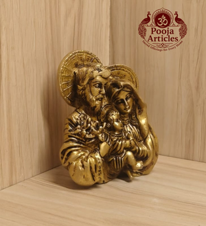 Brass Jesus Family Statue 4.5 Inch Pooja Articles