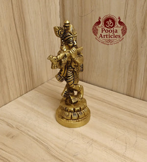 Brass Krishna Statue 3.5 Inch Pooja Articles
