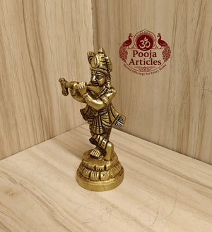 Brass Krishna Statue 3.5 Inch Pooja Articles