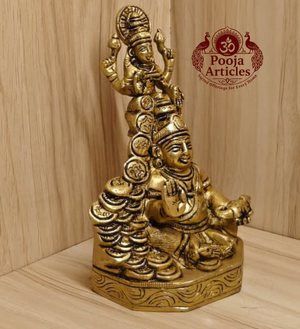 Brass Kubera Lakshmi Statue 5.9 Inch