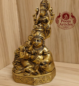 Brass Kubera Lakshmi Statue 5.9 Inch