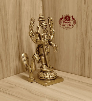 Brass Lord Murugan Peacock Idol 4.5 Inch Pooja Articles